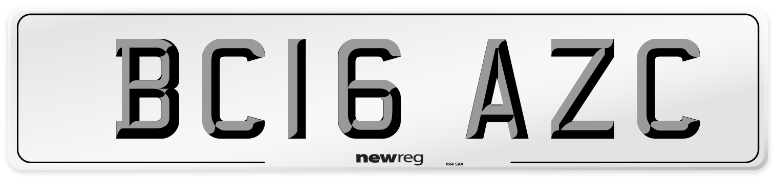 BC16 AZC Number Plate from New Reg